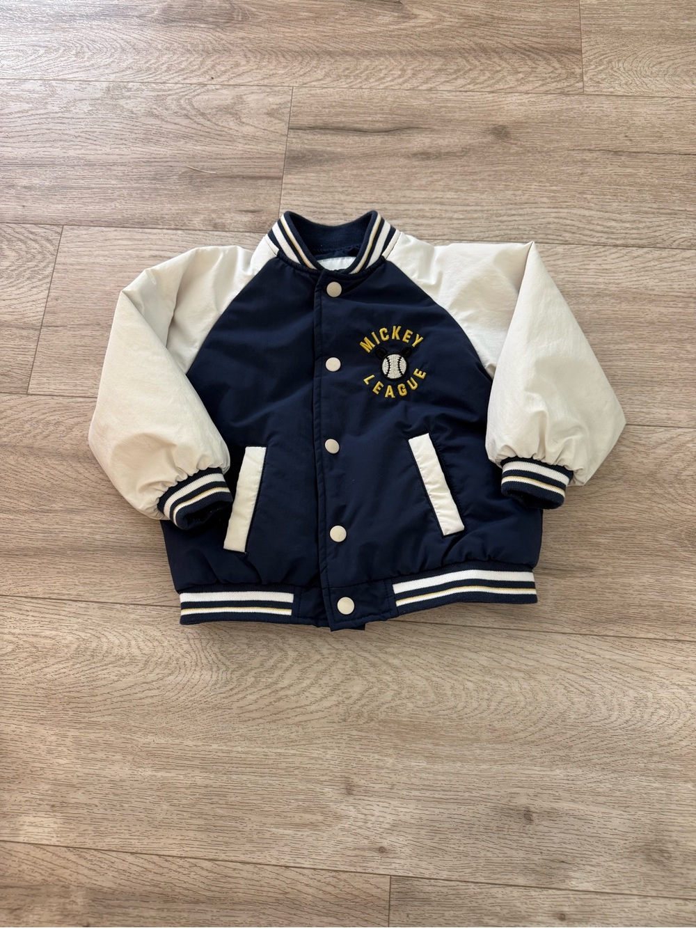 Zara Disney Mickey Navy and Cream Kids bomber Jacket
